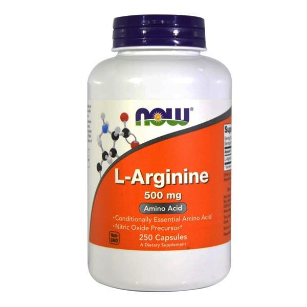 NOW Foods, L-аргинин, 500 мг, 250 вегетарианских капсул