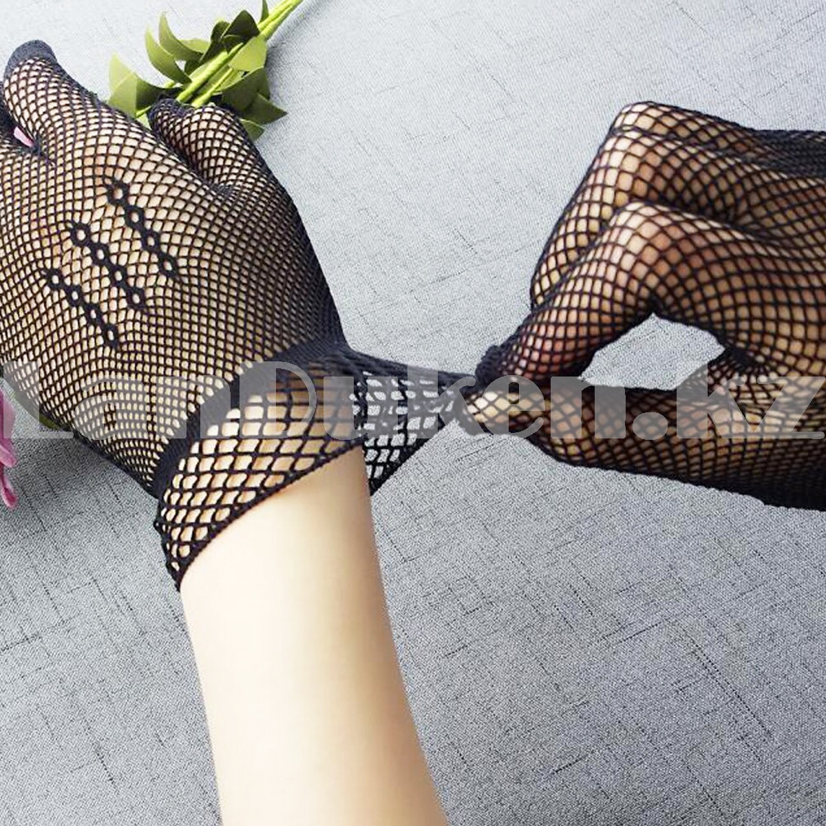 Перчатка Сетка капроновые с вышивкой и с ноготочками в ассортименте черные - фото 2 - id-p107190782