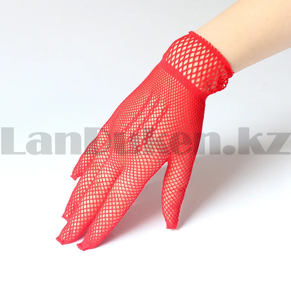 Перчатка Сетка капроновые с вышивкой и с ноготочками в ассортименте красные - фото 1 - id-p107190783