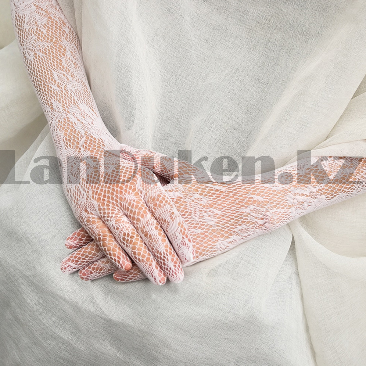 Перчатки гипюровые длинные (белые) - фото 3 - id-p107191137