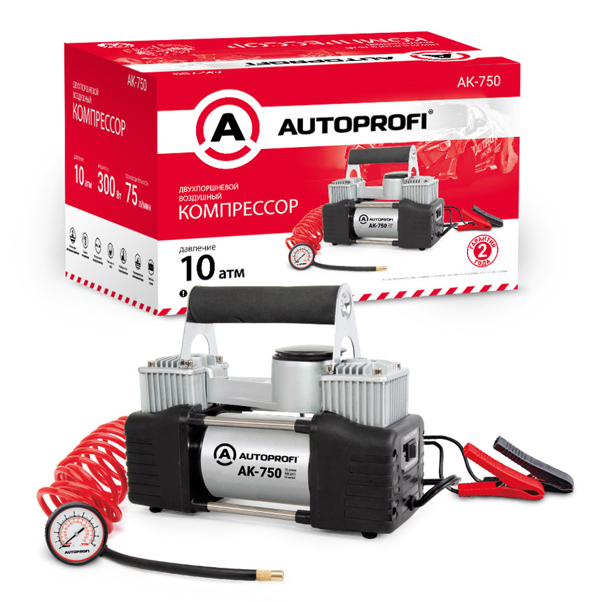AK-750 Компрессор воздушный AUTOPROFI, 75 л./мин., 12V/30A, 300W, шланг 5 м., шнур питания 3 м., пит, фото 1
