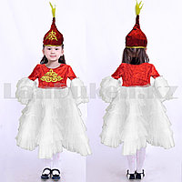 Костюм детский казахский национальный с головным убором саукеле орнаментами красный (размеры 32-40)