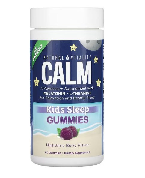 Natural Vitality, CALM, детские жевательные таблетки для сна, ягодный вкус, 60 жевательных таблеток