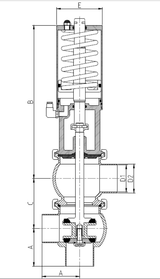 Седельный клапан нержавеющий передвижной пневматический С-С-С, тип LL DIN, AISI 304 - фото 1 - id-p107214631