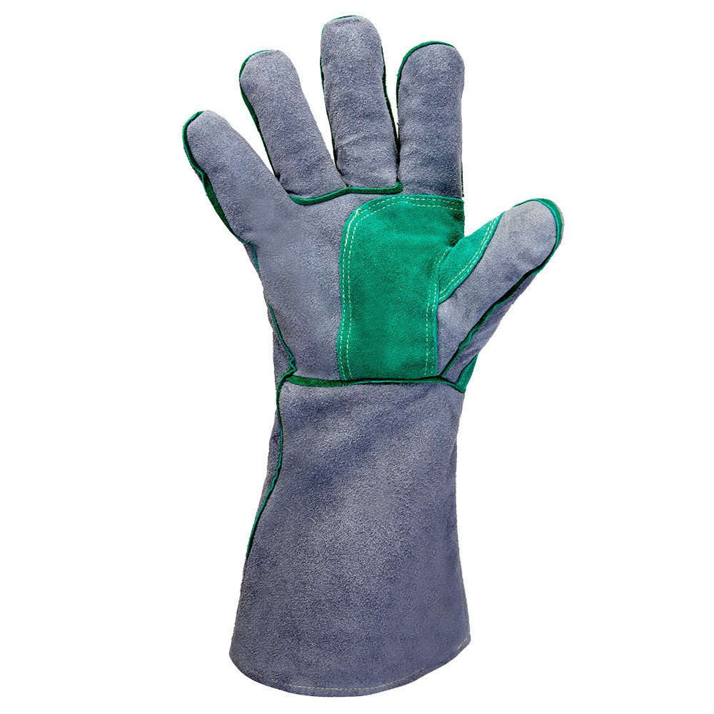 Сварочные перчатки спилковые удлиненные Ferrus MAx от Jeta safety, серо-зеленые 10/XL - фото 5 - id-p107215977