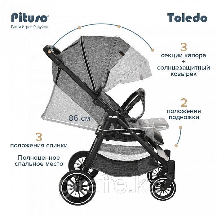 Прогулочная коляска PITUSO TOLEDO EVA 2022 Grey Metallic/Серый/металлик - фото 6 - id-p107216056