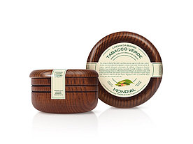 Крем для бритья Mondial TABACCO VERDE с ароматом зелёного табака, деревянная чаша, 140 мл