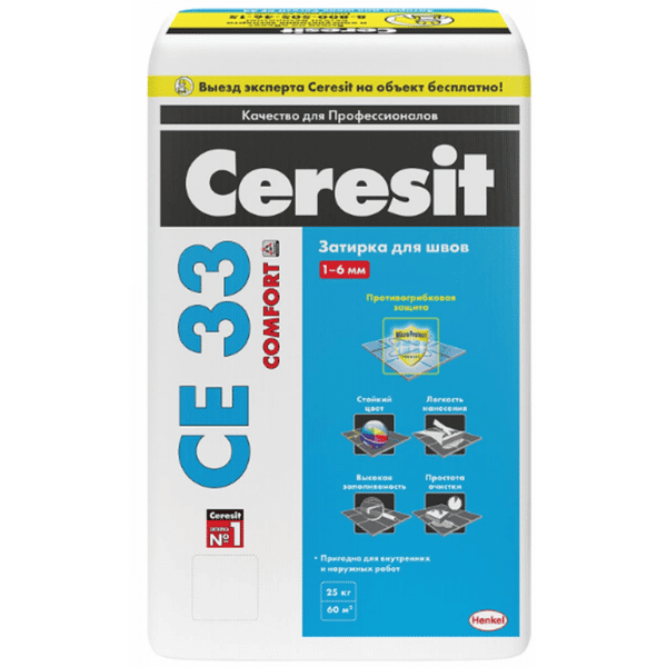 Ceresit CE33 SUPER затирка для узких швов до 5 мм, цвет: Серая (KZ), 25 кг - фото 1 - id-p79491540