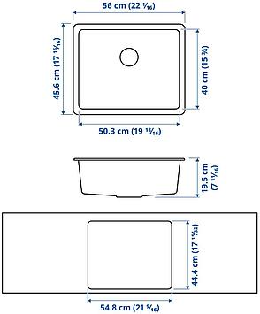 Мойка одинарная КИЛСВИКЕН черный 56x46 см ИКЕА, IKEA, фото 2