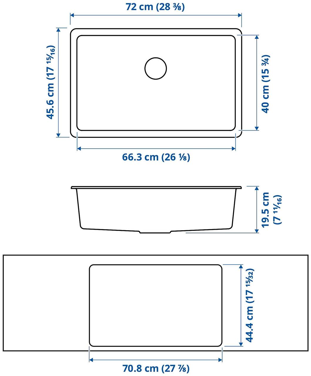 Мойка одинарная КИЛСВИКЕН черный 72x46 см ИКЕА, IKEA - фото 3 - id-p107222869