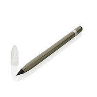 Алюминиевый вечный карандаш с ластиком и стилусом, зеленый; , , высота 14,5 см., диаметр 0,9 см., P611.127