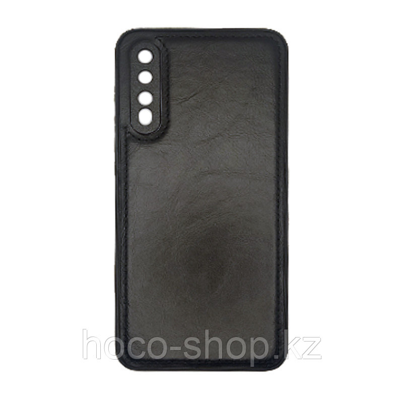 Чехол на Samsung A50 пластик кожаный, Чёрный - фото 1 - id-p107223929