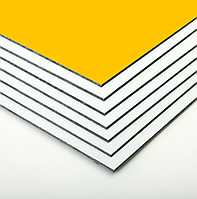 Алюминиевые композитные панели GROSSBOND (АЛЮКОБОНД), толщина стенки 0,21 мм желтый, 1.22 х 4 м