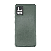 Чехол на Samsung A71 пластик кожаный, Зелёный