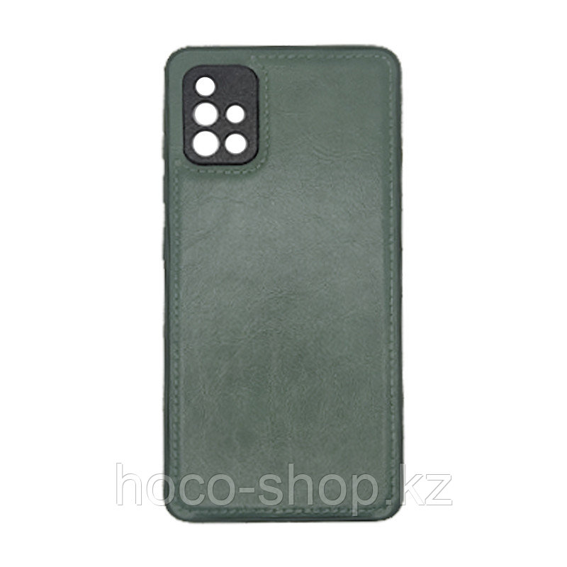 Чехол на Samsung A71 пластик кожаный, Зелёный - фото 1 - id-p107239474