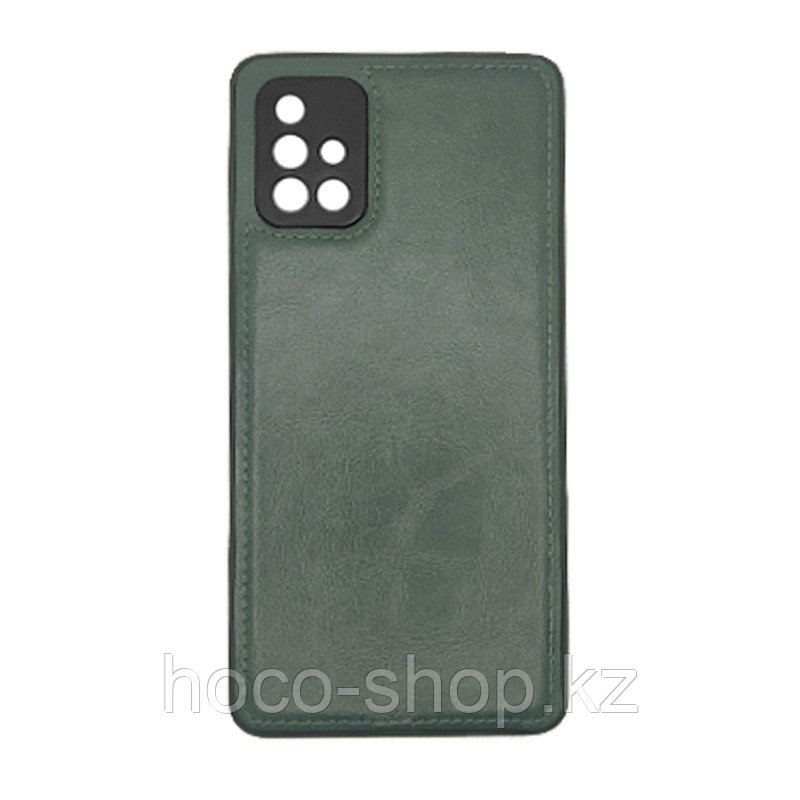 Чехол на Samsung A72 пластик кожаный, Зелёный