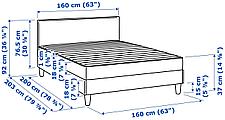 Кровать с обивкой СЭБЁВИК серый 140x203 см ИКЕА, IKEA, фото 3