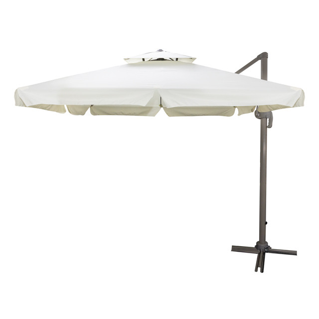 Зонт Banana квадратный (3х3м), в комплекте с 4-мя утяжелителями молочный, фото 1