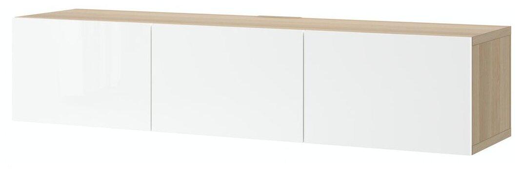 Тумба под ТВ БЕСТО беленый дуб/сельсвикен глянцевый/белый 180x42x38 см ИКЕА, IKEA