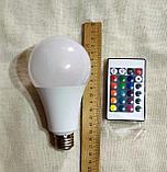 Светодиодная цветная RGBW лампа 12W E27 с пультом, фото 2