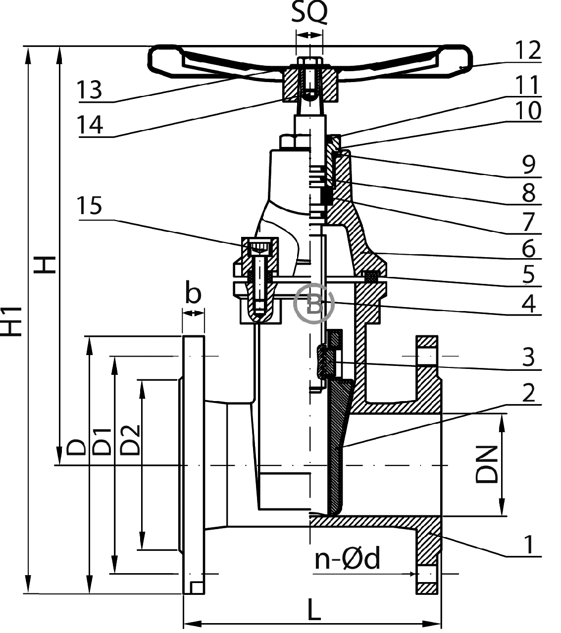 Задвижка фланцевая 125 с обрезиненным клином - фото 2 - id-p107244079