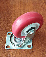 Колесо обрезиненное с площадкой, поворотное с подшипником диаметр d-100 мм, красный