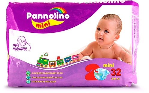 Подгузники детские Pannolino 3-6 КГ размер 2, MINI, 32шт - фото 1 - id-p107244526