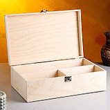 Подарочный ящик 34×21.5×10.5 см деревянный, с закрывающейся крышкой, без покраски, фото 3