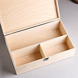 Подарочный ящик 34×21.5×10.5 см деревянный, с закрывающейся крышкой, без покраски, фото 4