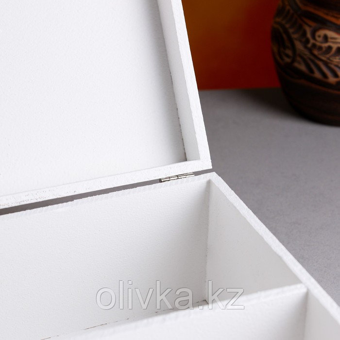 Подарочный ящик 34×21.5×10.5 см деревянный 3 отдела, с закрывающейся крышкой, белая кисть - фото 5 - id-p88746594