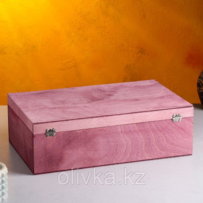 Подарочный ящик 34×21.5×10.5 см деревянный 3 отдела, с закрывающейся крышкой фиолетовый - фото 2 - id-p88746449