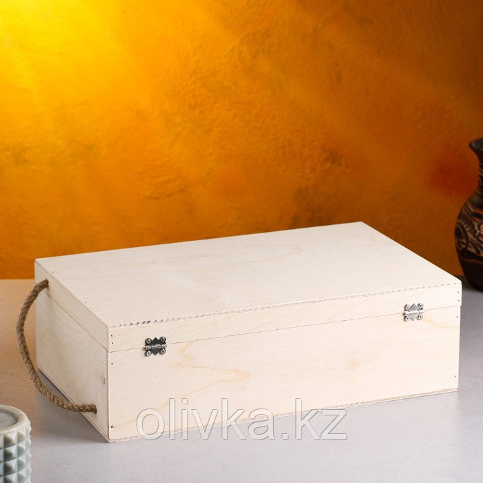 Подарочный ящик 34×21.5×10.5 см деревянный 3 отдела, с закрывающейся крышкой, без покраски - фото 3 - id-p87455043