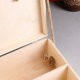 Подарочный ящик 34×21.5×10.5 см деревянный 3 отдела, с закрывающейся крышкой, без покраски, фото 6