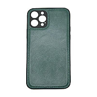 Чехол на Iphone 12 Pro пластик кожаный Зелёный