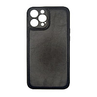 Чехол на Iphone 12 Pro Max пластик кожаный Чёрный