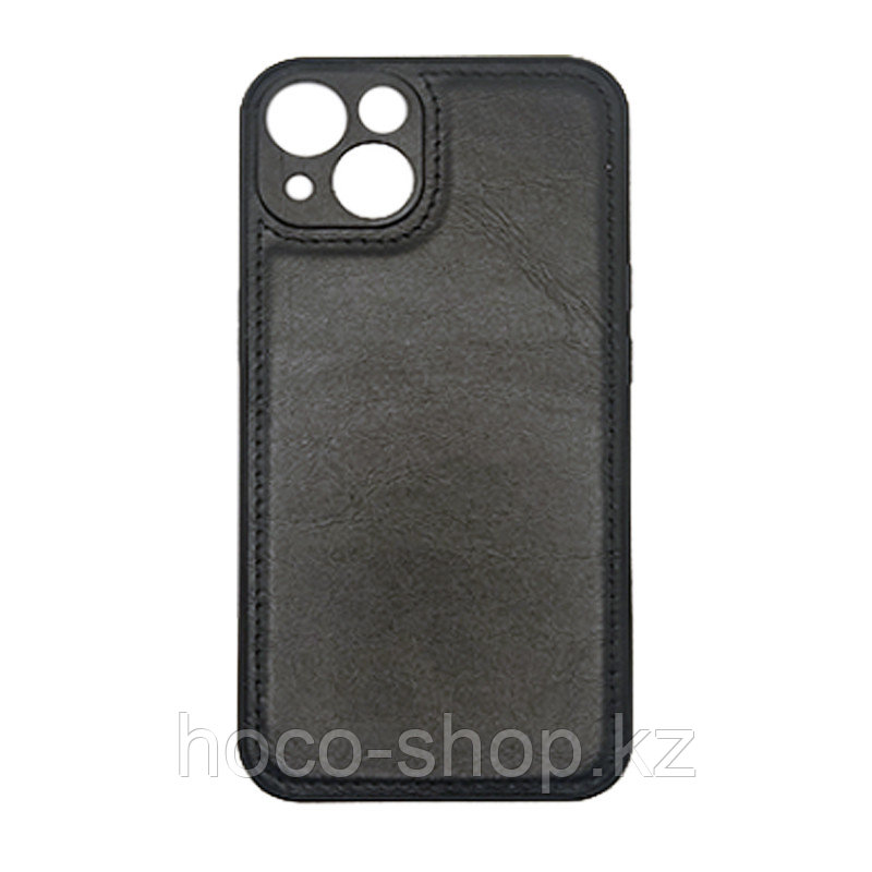 Чехол на Iphone 13 пластик кожаный Чёрный