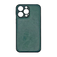 Чехол на Iphone 13Pro Max пластик кожаный Зелёный