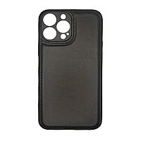 Чехол на Iphone 13Pro пластик кожаный Чёрный