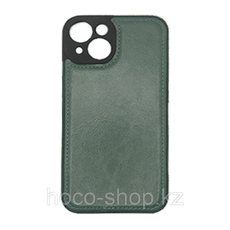 Чехол на Iphone 14 пластик кожаный Зелёный