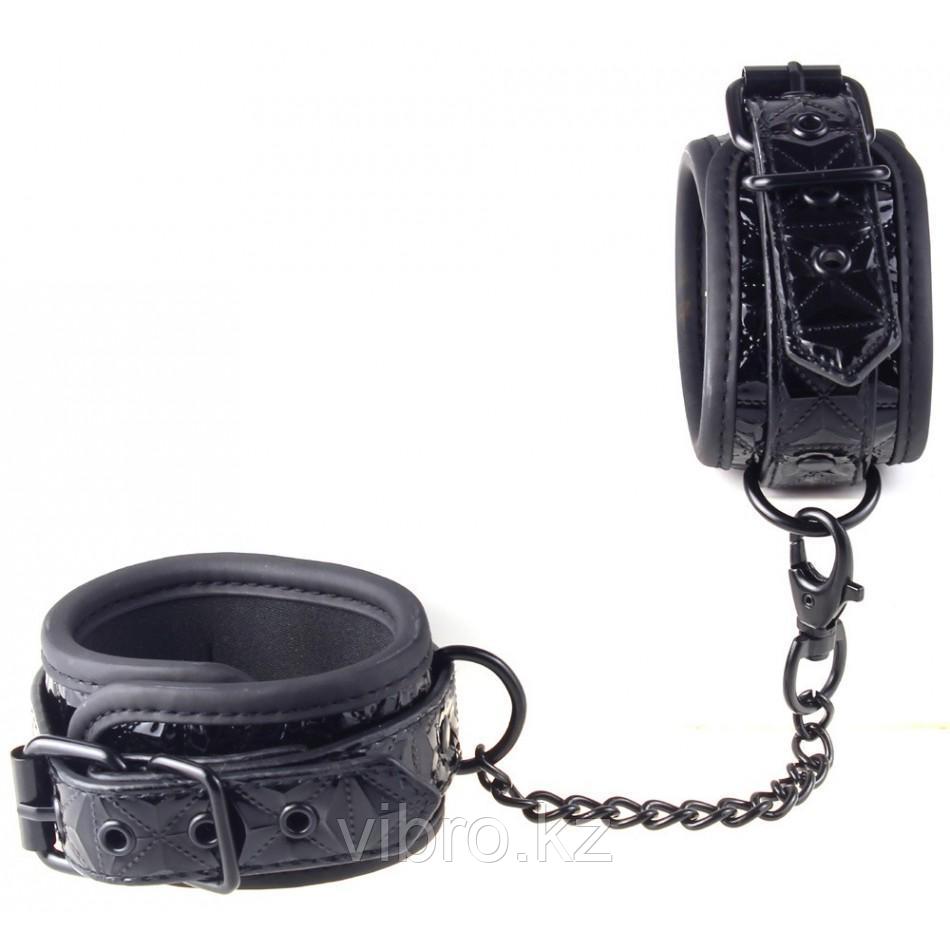 БДСМ наручники черные лакированные. Премиум качество