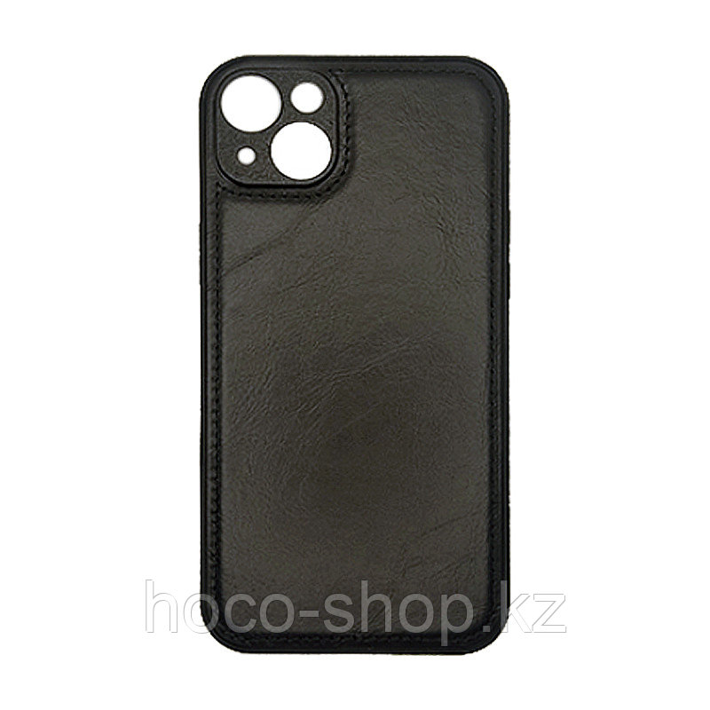 Чехол на Iphone 14 Max пластик кожаный Чёрный