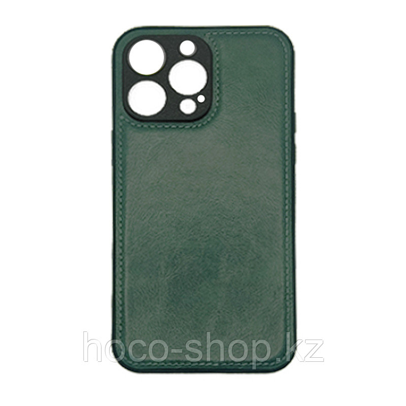 Чехол на Iphone 14Pro Max пластик кожаный Зелёный