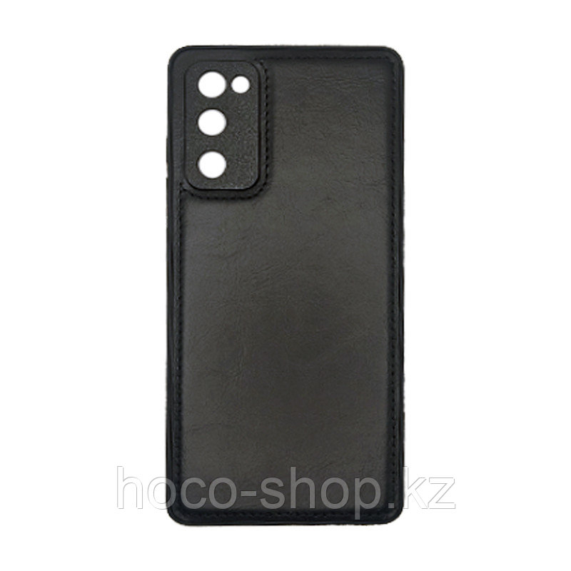 Чехол на Samsung S20FE пластик кожаный, Чёрный