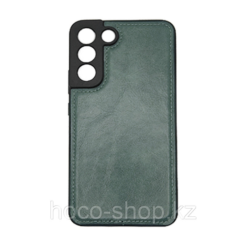 Чехол на Samsung S22+ пластик кожаный, Зелёный