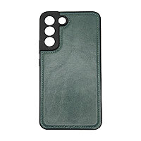 Чехол на Samsung S22+ пластик кожаный, Зелёный