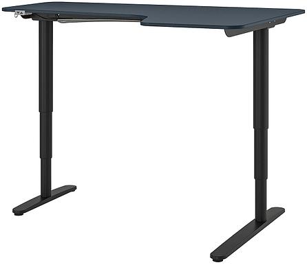 Углов письм стол БЕКАНТ прав/трансформер черный/синий 160x110 см ИКЕА, IKEA, фото 2