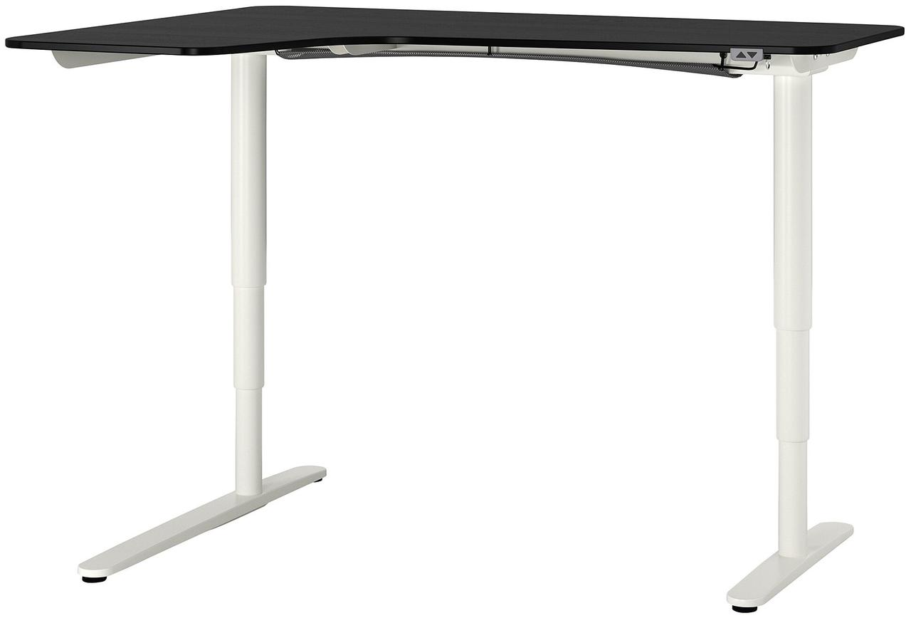 Углов письм стол лев/трансф БЕКАНТ ясеневый шпон/черная морилка160x110 см ИКЕА, IKEA