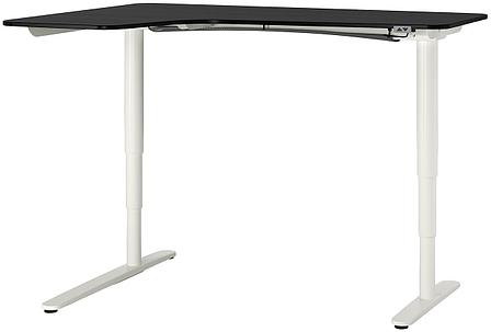 Углов письм стол лев/трансф БЕКАНТ ясеневый шпон/черная морилка160x110 см ИКЕА, IKEA, фото 2