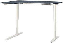 Углов письм стол лев/трансф БЕКАНТ белый/линолеум синий 160x110 см ИКЕА, IKEA