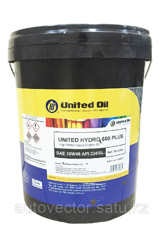 Моторное масло United HUDRO 600 10w40 дизель API CI-4/SL 20L - фото 1 - id-p107260041